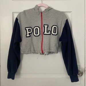 Reworked Cropped Polo Sweatshirt